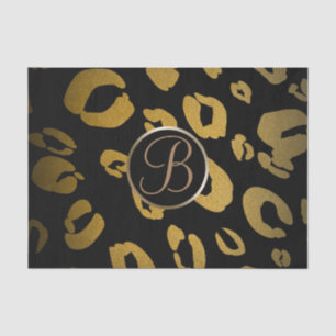 Schwarzes Gold Leopard Gepard Monogramm Buchstabe Seidenpapier