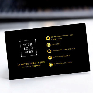 Schwarzes Gold Logo Moderne Social Media Icons Visitenkarte