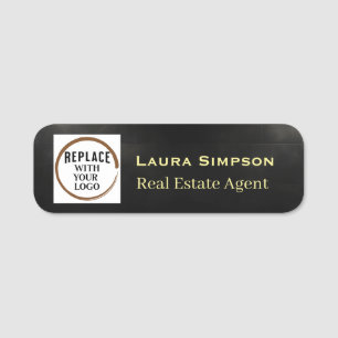 Schwarzes Gold Magnetischer Rücken Firmenlogo Name Namensschild