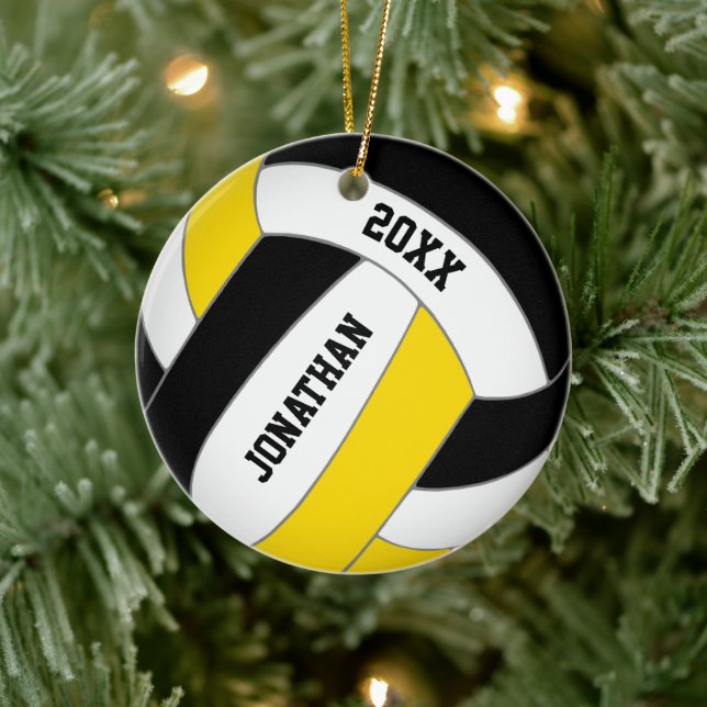 Schwarzes Gold - Mannschaft spielt Volleyball Keramik Ornament (Baum)