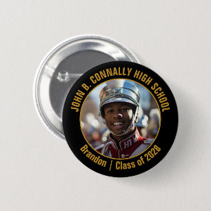 Schwarzes Gold Marching Band Foto High School Button