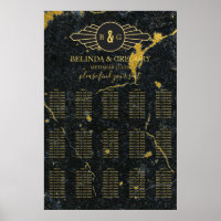 Schwarzes Gold Marmor Art Deco Hochzeitsslittkarte