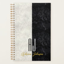 Schwarzes Gold Marmor Monogramm Planer Journal