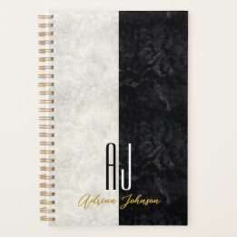 Schwarzes Gold Marmor Monogramm Planer Journal