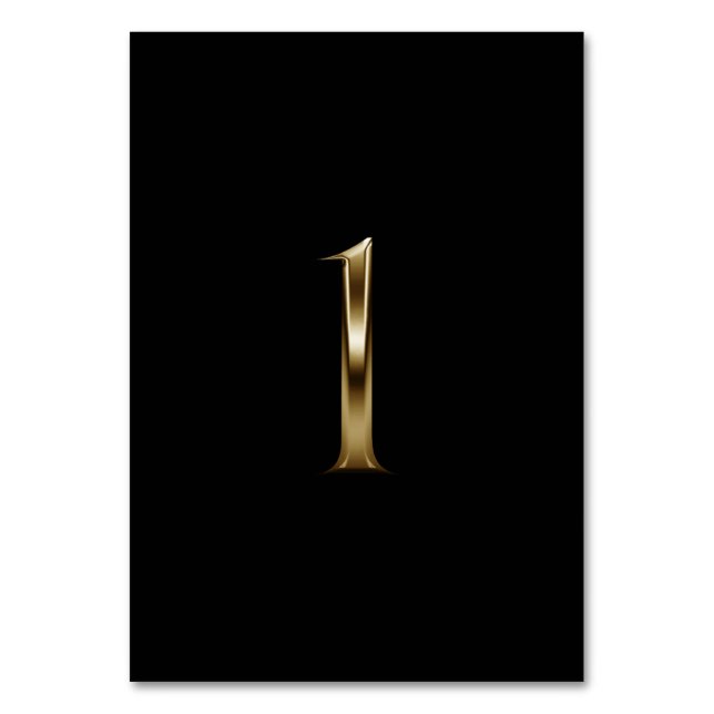 Schwarzes Gold Metallisches Aussehen Nummer 1 Tischnummer (Vorderseite)