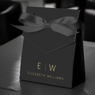 Schwarzes Gold Modern Minimalist Monogramm Name Geschenkschachtel