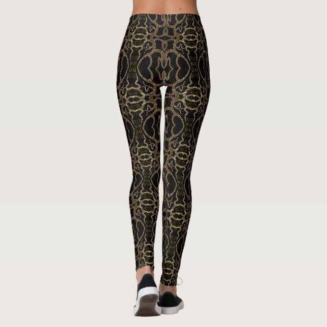 Schwarzes Gold Modernes Blumen Legende - Goldene K Leggings (Rückseite)