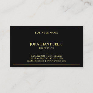 Schwarzes Gold Modernes elegantes Template Berufli Visitenkarte