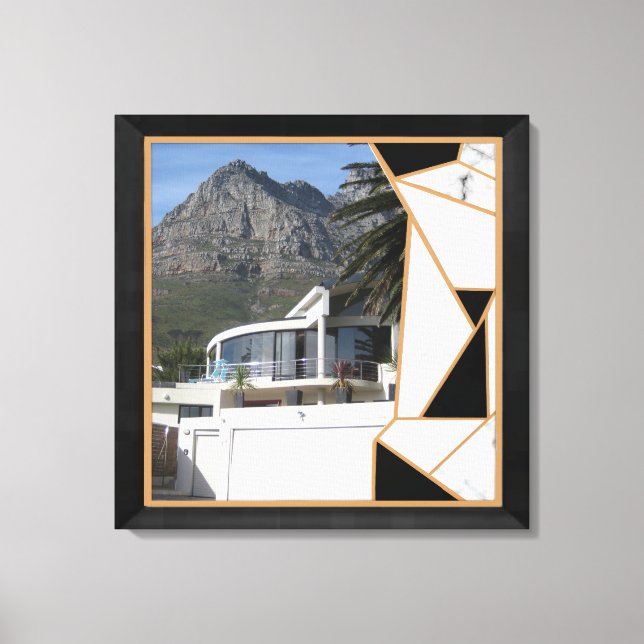 Schwarzes Gold Modernes Geometrisches Abstrakt Leinwanddruck (Vorderseite)