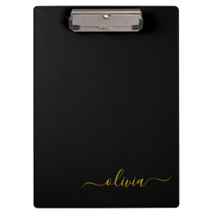 Schwarzes Gold Modernes Skript Mädchen Monogramm N Klemmbrett