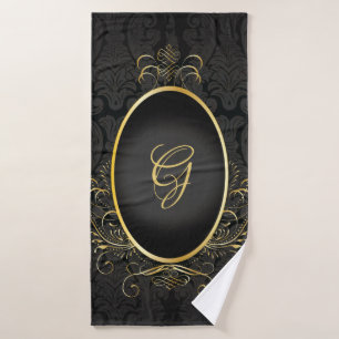Schwarzes Gold Monogram Classic Royal Style Handtu Badehandtuch