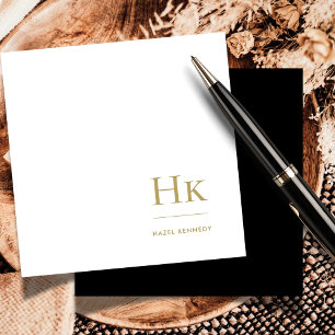 Schwarzes Gold Monogram Einfache Elegante soziale Mitteilungskarte