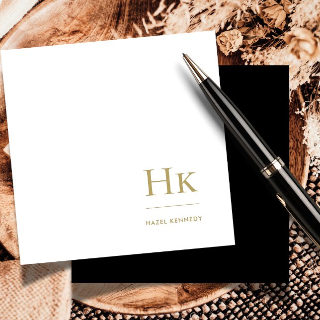 Schwarzes Gold Monogram Einfache Elegante soziale  Mitteilungskarte (Von Creator hochgeladen)