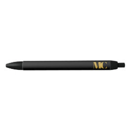 Schwarzes Gold Monogram Mit Monogramm Elegant Mode Kugelschreiber