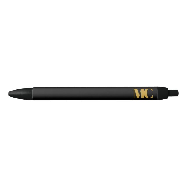 Schwarzes Gold Monogram Mit Monogramm Elegant Mode Kugelschreiber (Vorderseite)