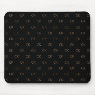 Schwarzes Gold Monogramm Initialen elegant minimal Mousepad