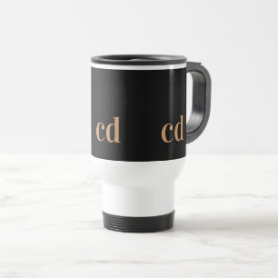 Schwarzes Gold Monogramm Initialen moderner Brauch Reisebecher