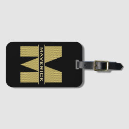 Schwarzes Gold Monogramm Name Elegante Modernes Ma Gepäckanhänger