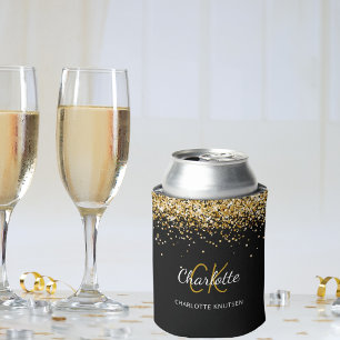 Schwarzes Gold Monogramm Name Geburtstag Dosenkühler