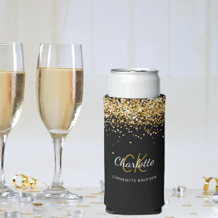 Schwarzes Gold Monogramm Name Geburtstag Selters Dosenkühler