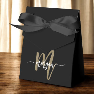 Schwarzes Gold Monogramm Stylisch Modern Geschenkschachtel