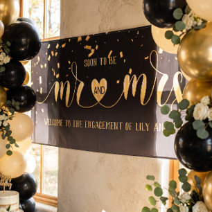 Schwarzes Gold Mr und Mrs Verlobungsbanner Banner