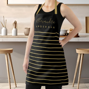 Schwarzes Gold Namensmonogramm Chef Hostess Schürze