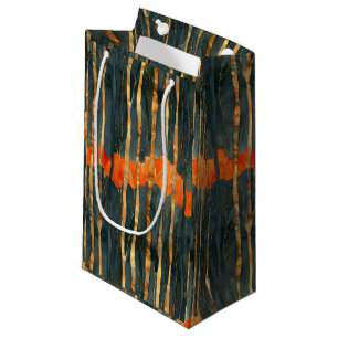 Schwarzes Gold Oranges Art Nouveau Streifen Kleine Geschenktüte