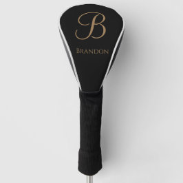 Schwarzes Gold personalisierter Name und Monogramm Golf Headcover