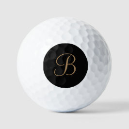Schwarzes Gold personalisierter Name und Monogramm Golfball
