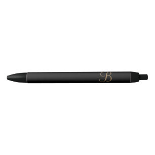 Schwarzes Gold personalisierter Name und Monogramm Kugelschreiber