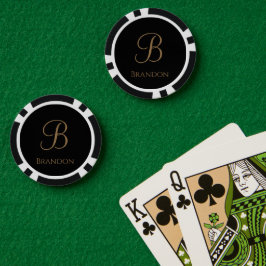 Schwarzes Gold personalisierter Name und Monogramm Pokerchips