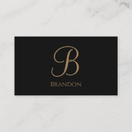 Schwarzes Gold personalisierter Name und Monogramm Visitenkarte