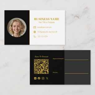 Schwarzes Gold QR-Code-Foto Corporate Luxus-Makler Visitenkarte