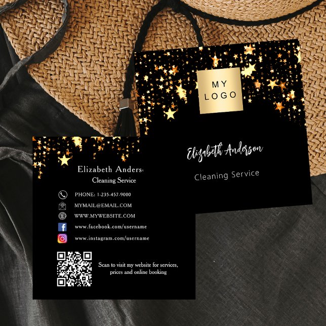 Schwarzes Gold - QR-Logo Quadratische Visitenkarte (Von Creator hochgeladen)