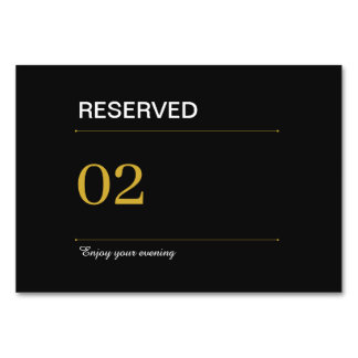 Schwarzes Gold reserviertes Hochzeitstischschild L Tischnummer