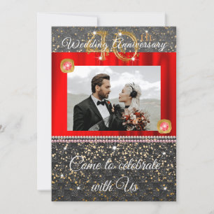 Schwarzes Gold & roter Diamant 40. Hochzeitstag Einladung