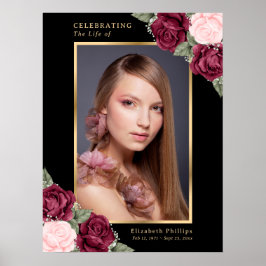 Schwarzes Gold Rotes Foto Gedenkfeier Beerdigung Z Poster