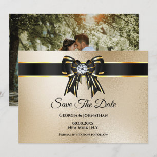 Schwarzes Gold schimmert DIY-Foto elegant chic Lux Save The Date