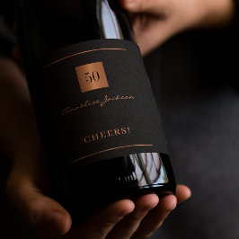 Schwarzes Gold schlicht elegante 50. Geburtstagsju Weinetikett