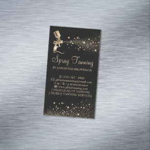 Schwarzes Gold-Sparkle-Painter-Logo-Spray-Tan Magnetische Visitenkarte