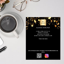Schwarzes Gold-Sterne-Firmenlogo Qr-Codeinstagramm Flyer