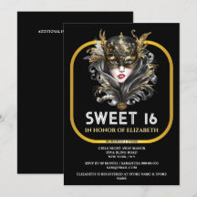 Schwarzes Gold süße 16 masquerade Mädchen Gesicht 