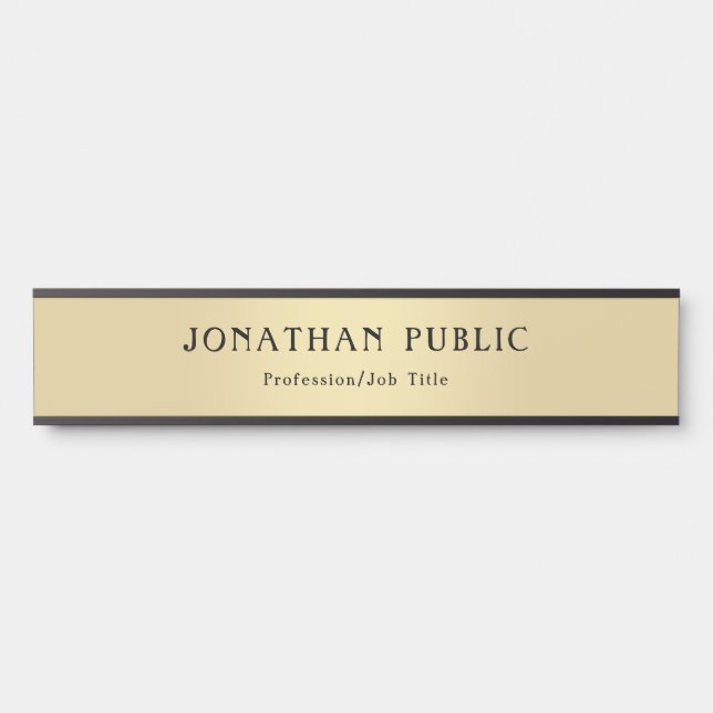 Schwarzes Gold Template Modernes Berufliches Elega Türschild (Vorderseite )