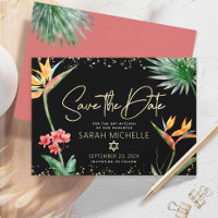Schwarzes Gold Tropicale Bat Mitzvah Florale Palme