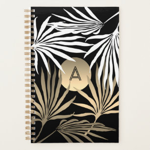 Schwarzes Gold Tropische Palmwedel Initial Planer