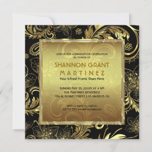Schwarzes Gold- und Diamantmuster - Elegante Absch Einladung