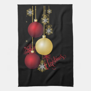 Schwarzes, Gold und Rotes Weihnachtsgebäck - Party Geschirrtuch