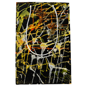 Schwarzes Gold- und Silber-Abstract-Splatter Mittlere Geschenktüte