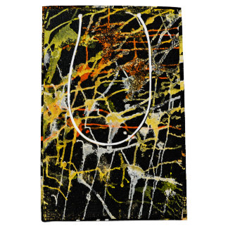 Schwarzes Gold- und Silber-Abstract-Splatter Mittlere Geschenktüte